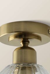ValueLights Cheltenham Clear Ribbed Glass Dome Flush Ceiling Light with LED Bulb in Gold - thumbnail 5