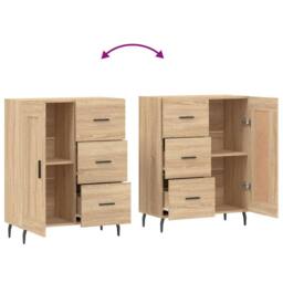 Berkfield Home Sideboard Sonoma Oak 69.5x34x90 cm Engineered Wood in Tan - thumbnail 9