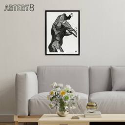 "Artery8 Anatomical study of mans lateral muscles Stolk Framed Canvas Wall Art in White - Size: W12"" x H16""" - thumbnail 3