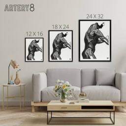 "Artery8 Anatomical study of mans lateral muscles Stolk Framed Canvas Wall Art in White - Size: W12"" x H16""" - thumbnail 4