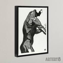 "Artery8 Anatomical study of mans lateral muscles Stolk Framed Canvas Wall Art in White - Size: W12"" x H16""" - thumbnail 2