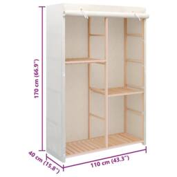 Berkfield Home Decorative 3-Tier Clothes Wardrobe 110x40x170 cm in White - Size: 110 x 40 x 170 cm - thumbnail 7