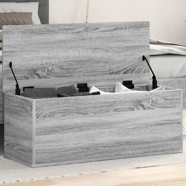 Berkfield Home Storage Box Grey Sonoma 90x35x35 cm Engineered Wood - Size: 90 x 35 x 35 cm - image 1