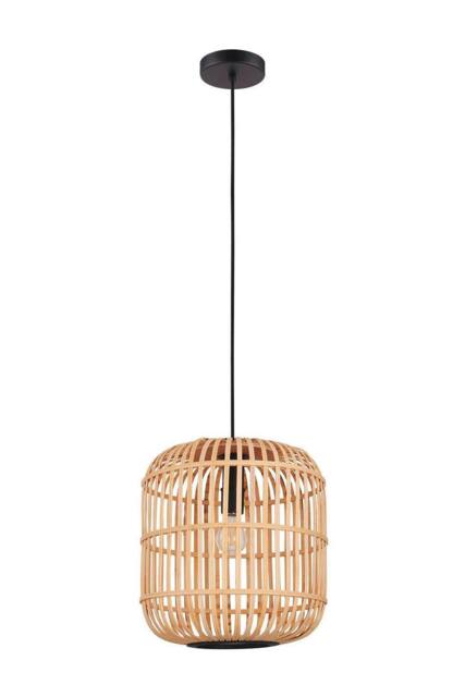 Eglo Bordesley Steel & Bamboo Pendant Light in Black - image 1