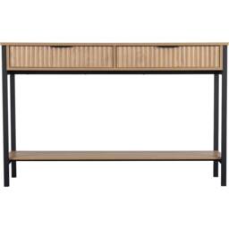 Seconique Miami 2 Drawer Console Table - Oak Effect / Black in Light Oak - thumbnail 3