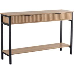 Seconique Miami 2 Drawer Console Table - Oak Effect / Black in Light Oak - thumbnail 2