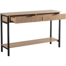 Seconique Miami 2 Drawer Console Table - Oak Effect / Black in Light Oak - thumbnail 4