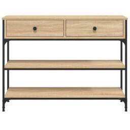 Berkfield Home Console Table Sonoma Oak 100x25x75 cm Engineered Wood in Light Oak - Size: 100 x 25 x 75 cm - thumbnail 6