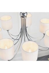 Netlighting Phantom 7 Light Multi Arm Chandelier Chrome & White Tc Fabric Finish E14 in Grey - thumbnail 4