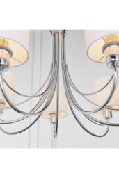 Netlighting Phantom 7 Light Multi Arm Chandelier Chrome & White Tc Fabric Finish E14 in Grey - thumbnail 6