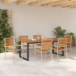 Berkfield Home 7 Piece Garden Dining Set Beige Poly Rattan Acacia - thumbnail 4