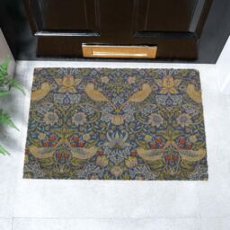 Artsy Mats Strawberry Thief William Morris Doormat (60 x 40cm) in Brown - Size: 40 cm x 60 cm - thumbnail 1