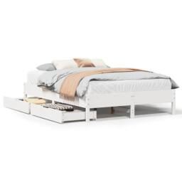 Berkfield Home Full Bed Frame without Mattress White 120x200 cm Solid Wood Pine - Size: Small Double - thumbnail 3