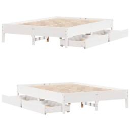 Berkfield Home Full Bed Frame without Mattress White 120x200 cm Solid Wood Pine - Size: Small Double - thumbnail 9