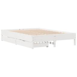 Berkfield Home Full Bed Frame without Mattress White 120x200 cm Solid Wood Pine - Size: Small Double - thumbnail 1