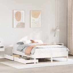 Berkfield Home Full Bed Frame without Mattress White 120x200 cm Solid Wood Pine - Size: Small Double - thumbnail 2