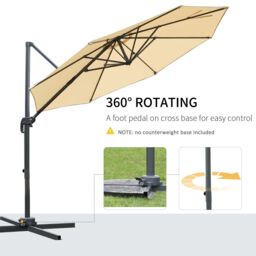 OUTSUNNY 3(m) Garden Banana Parasol Patio Cantilever Hanging Umbrella in Beige - thumbnail 5