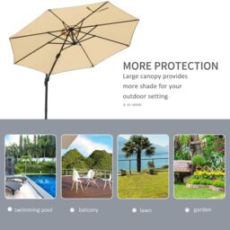 OUTSUNNY 3(m) Garden Banana Parasol Patio Cantilever Hanging Umbrella in Beige - thumbnail 7