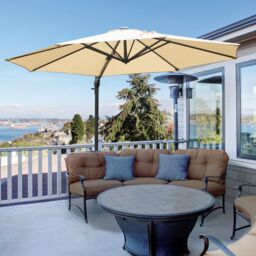 OUTSUNNY 3(m) Garden Banana Parasol Patio Cantilever Hanging Umbrella in Beige