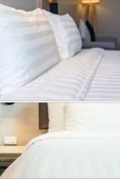Neel Blue 300TC Cotton Duvet Cover Set with 2 Pillowcases, White Satin Stripe, Single, 135cm x 200cm - Size: Single - thumbnail 5