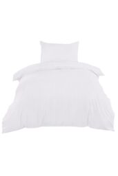 Neel Blue 300TC Cotton Duvet Cover Set with 2 Pillowcases, White Satin Stripe, Single, 135cm x 200cm - Size: Single - thumbnail 3