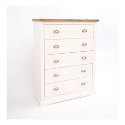 Cabinet Bits Cosenza 5 Drawer Chest of Drawers Chrome Cup Handle in Off-White - thumbnail 3