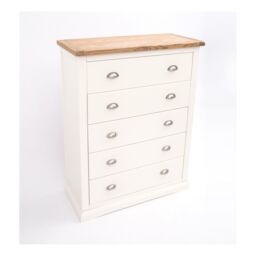 Cabinet Bits Cosenza 5 Drawer Chest of Drawers Chrome Cup Handle in Off-White - thumbnail 4