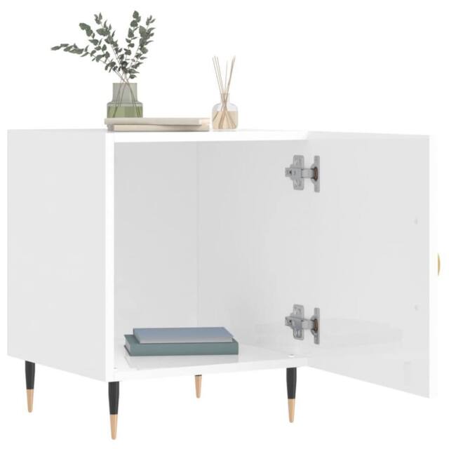 Berkfield Home Modern Bedside Cabinets 2 pcs High Gloss White 40x40x50 cm Engine - Size: 40 x 40 x 50 cm - image 1