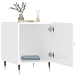 Berkfield Home Modern Bedside Cabinets 2 pcs High Gloss White 40x40x50 cm Engine - Size: 40 x 40 x 50 cm - thumbnail 1
