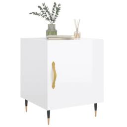 Berkfield Home Modern Bedside Cabinets 2 pcs High Gloss White 40x40x50 cm Engine - Size: 40 x 40 x 50 cm - thumbnail 4