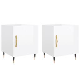 Berkfield Home Modern Bedside Cabinets 2 pcs High Gloss White 40x40x50 cm Engine - Size: 40 x 40 x 50 cm - thumbnail 3