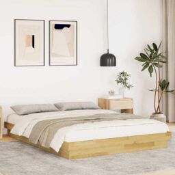 Berkfield Home Bed Frame without Mattress 150x200 cm King Size Solid Wood Oak in Brown - thumbnail 1