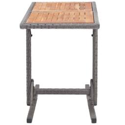 Berkfield Home Garden Table Anthracite Poly Rattan & Solid Acacia Wood in Dark Grey