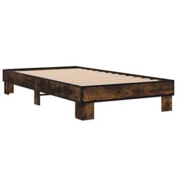 Berkfield Home Bed Frame without Mattress Smoked Oak 100x200 cm in Brown - thumbnail 3