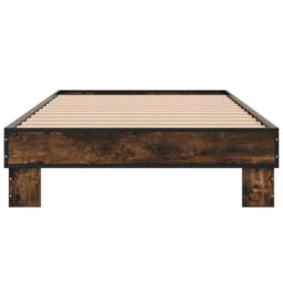 Berkfield Home Bed Frame without Mattress Smoked Oak 100x200 cm in Brown - thumbnail 4
