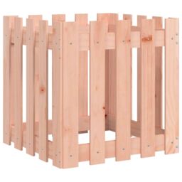 Berkfield Home Garden Planter with Fence Design 50x50x50 cm Solid Wood Douglas in Brown - Size: 50 x 50 x 50 cm - thumbnail 4