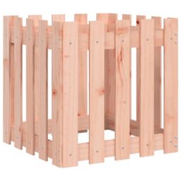Berkfield Home Garden Planter with Fence Design 50x50x50 cm Solid Wood Douglas in Brown - Size: 50 x 50 x 50 cm - thumbnail 2