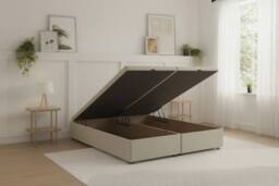 Sloomy Our Ottoman Base Cream Plush With Open End Storage - Size: Small Double