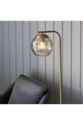 Netlighting Dimple Complete Floor Lamp Satin Brass Plate Champagne Lustre Glass in Gold - thumbnail 3