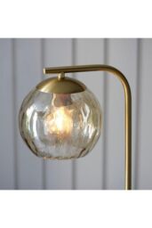 Netlighting Dimple Complete Floor Lamp Satin Brass Plate Champagne Lustre Glass in Gold - thumbnail 5