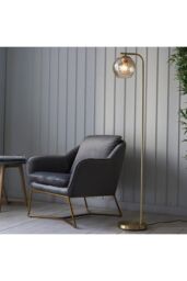 Netlighting Dimple Complete Floor Lamp Satin Brass Plate Champagne Lustre Glass in Gold - thumbnail 2