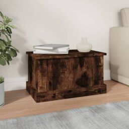Berkfield Home Storage Box Smoked Oak 50x30x28 cm Engineered Wood in Brown - Size: 50 x 30 x 28 cm - thumbnail 3