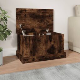 Berkfield Home Storage Box Smoked Oak 50x30x28 cm Engineered Wood in Brown - Size: 50 x 30 x 28 cm - thumbnail 1