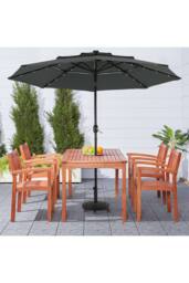 Living and Home 3-Tier Outdoor Umbrella with Solar Lights in Dark Grey - thumbnail 3