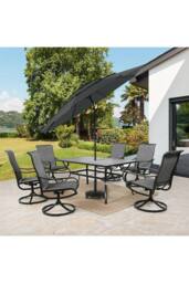 Living and Home 3-Tier Outdoor Umbrella with Solar Lights in Dark Grey - thumbnail 2