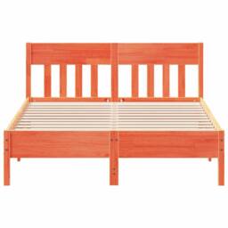 Berkfield Home Beautiful Bed Frame without Mattress Wax Brown 140x200 cm Solid W in Burnt Orange - thumbnail 4