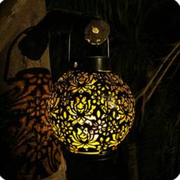 Havendro Solar LED Morrocan Lantern Light Hanging Garden Decor in Black - thumbnail 3