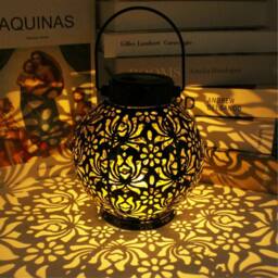 Havendro Solar LED Morrocan Lantern Light Hanging Garden Decor in Black - thumbnail 1