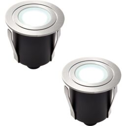 Loops 2 PACK Recessed IP67 Guide Light - 1.2W Daylight White LED - Stainless Steel in Metallics