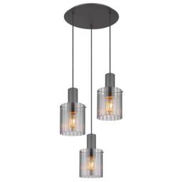 Netlighting Tulivar Cluster Pendant Grey Smoke Glass Shade 3x E27 - thumbnail 1